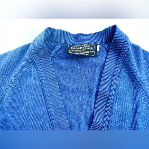 Windsor House 100% Wool Blue Cardigan Sweater, England, 38, M - Picture 2 of 11